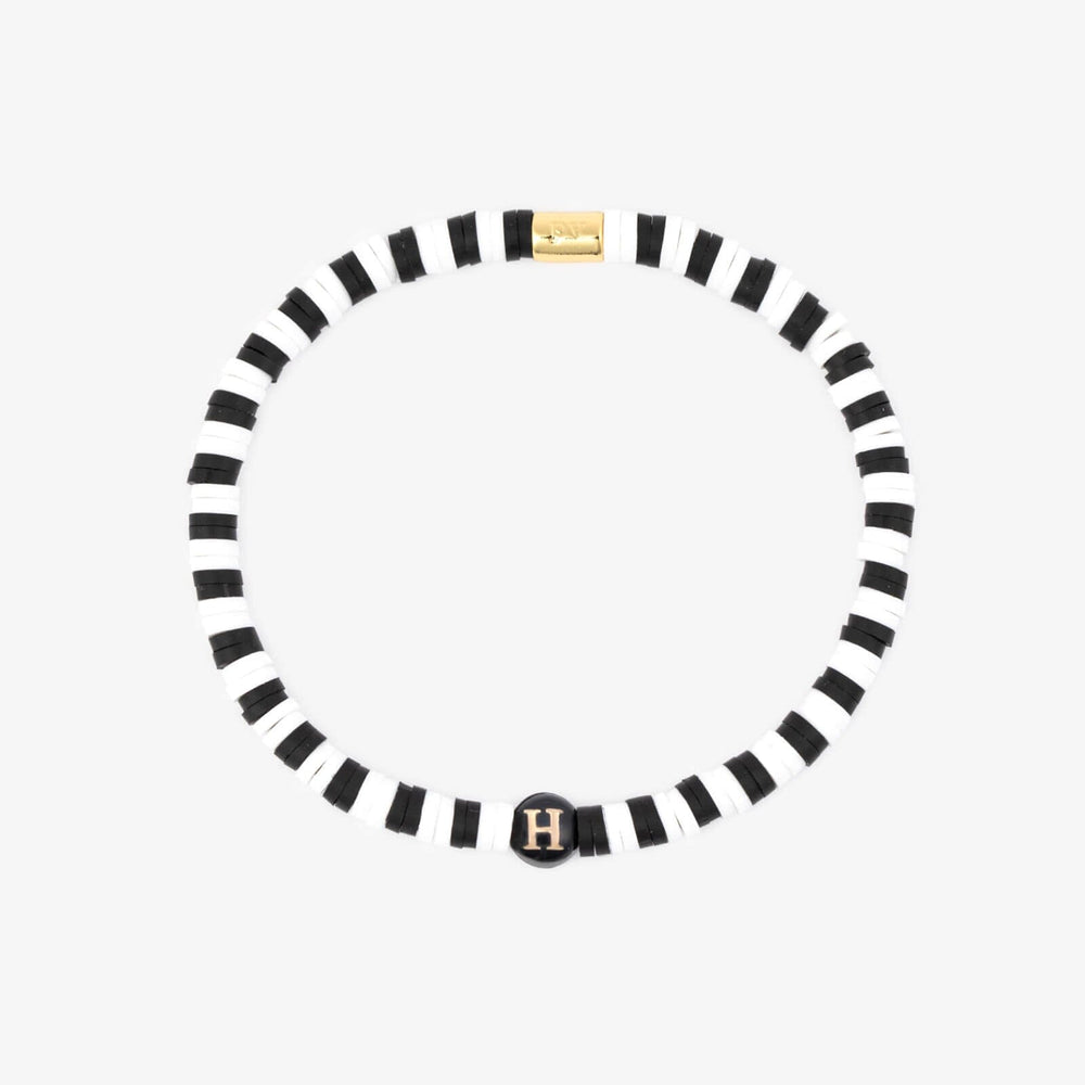 Black and White Alphabet Stretch Bracelet 13