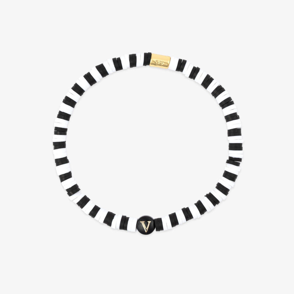 Black and White Alphabet Stretch Bracelet 26