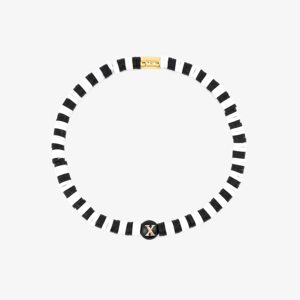 Black and White Alphabet Stretch Bracelet 28