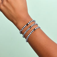 Black and White Alphabet Stretch Bracelet Gallery Thumbnail