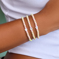 Raspberry Alphabet Stretch Bracelet Gallery Thumbnail