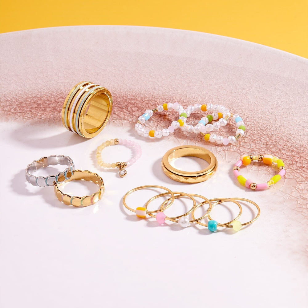 Scallop Enamel Ring Band 9