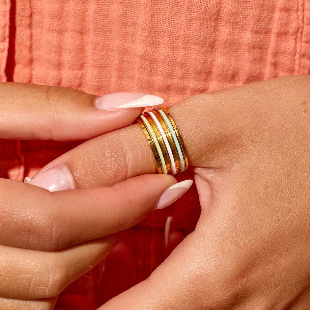 Wide Enamel Stripe Fidget Ring 2