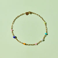 Salina Mixed Bead Paperclip Chain Anklet Gallery Thumbnail