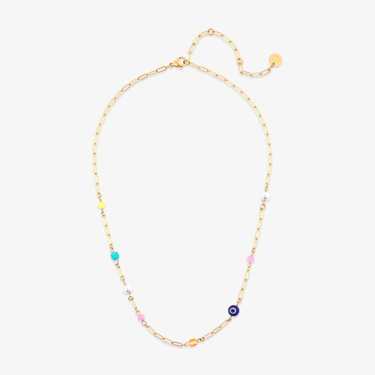 Salina Mixed Bead Paperclip Chain Choker