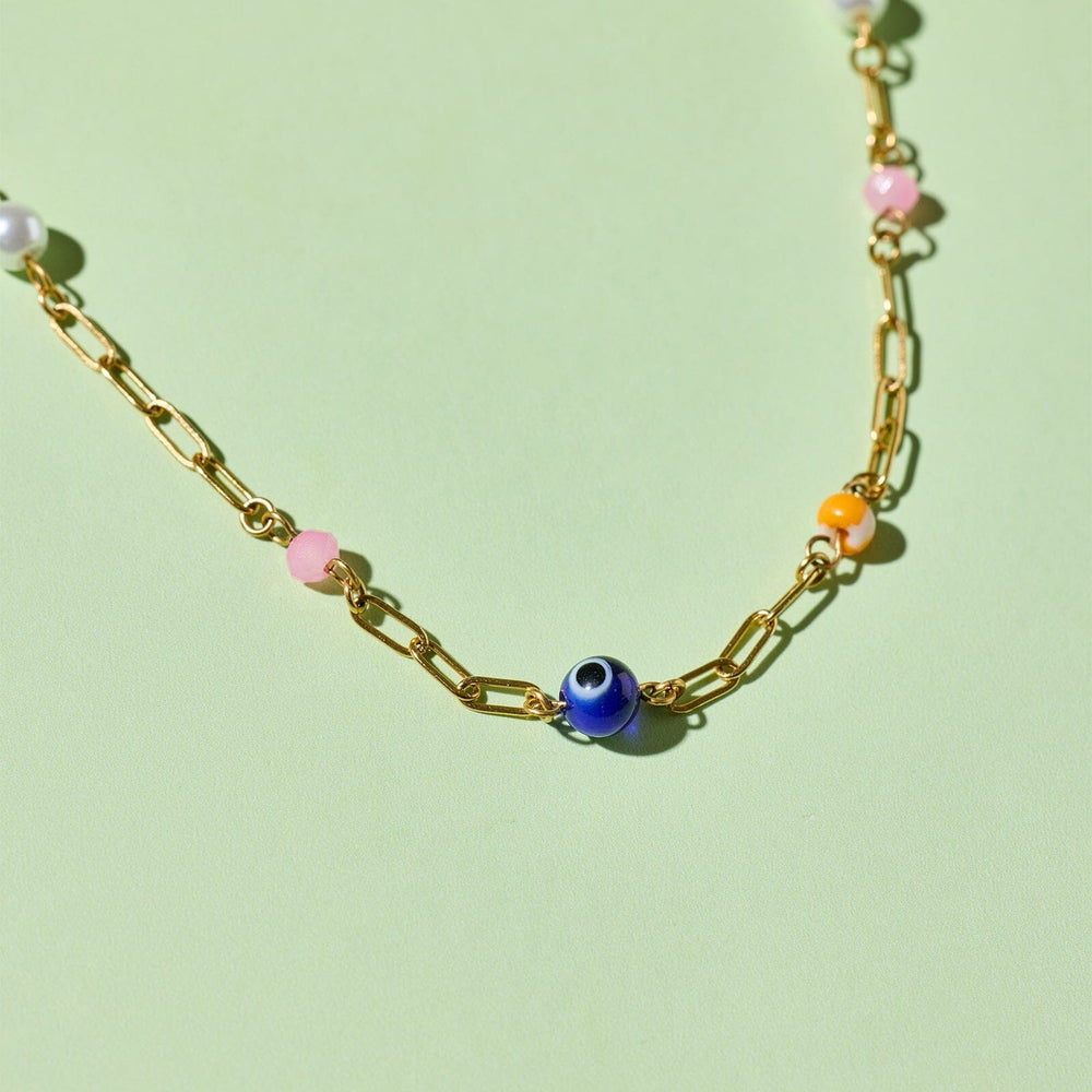 Salina Mixed Bead Paperclip Chain Choker 4