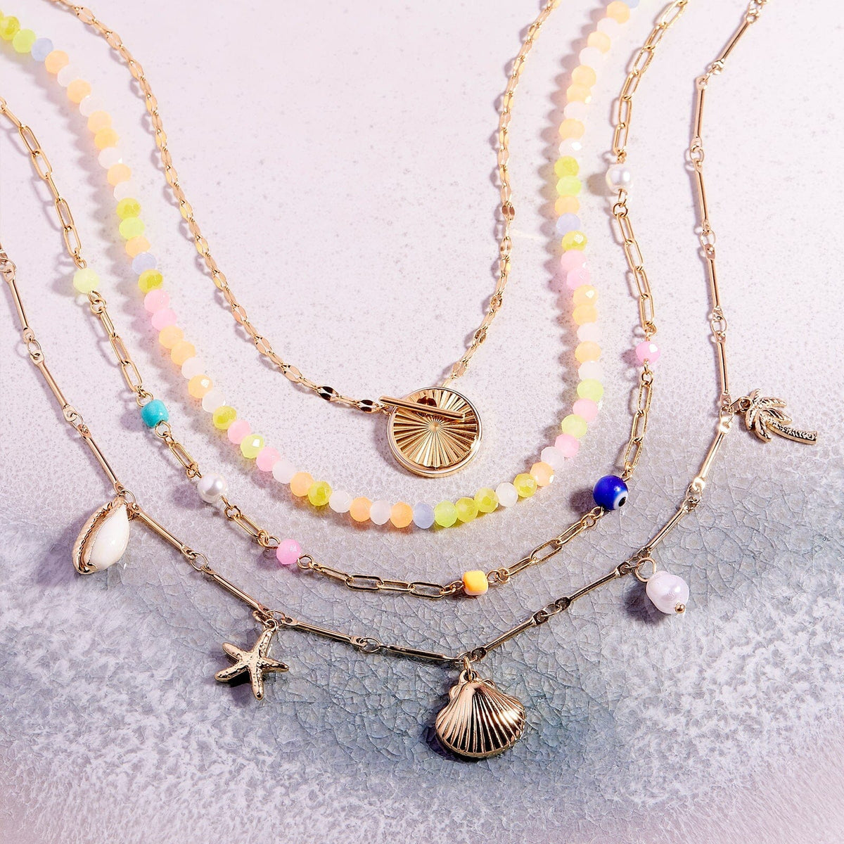 Salina Mixed Bead Paperclip Chain Choker