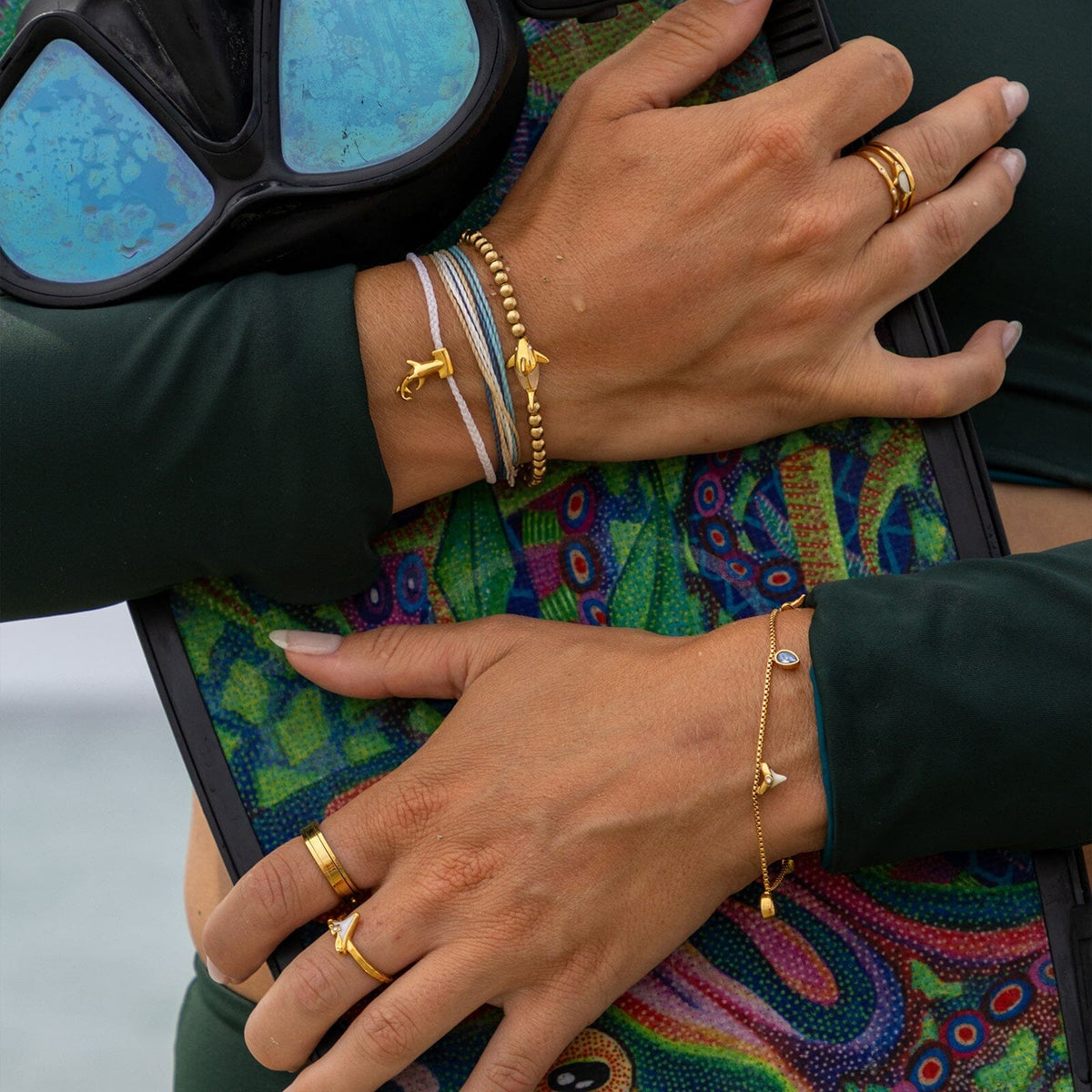 Gold Stone Shark Tooth Ring