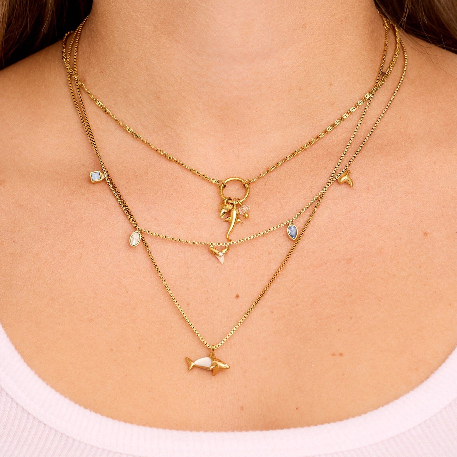 Shark Cluster Charm Necklace