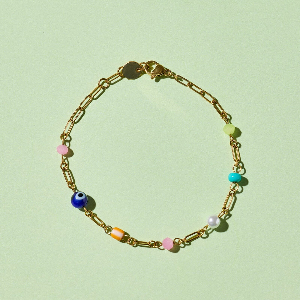 Salina Mixed Bead Paperclip Chain Bracelet 4