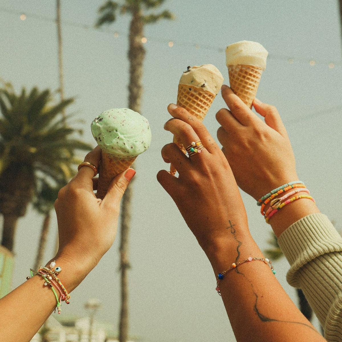 Salina Mixed Bead Paperclip Chain Bracelet