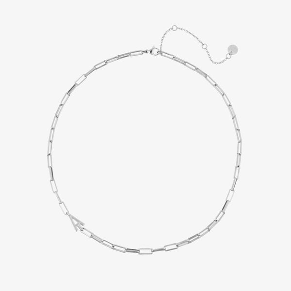 Silver Initial Paperclip Chain Choker