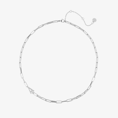 Silver Initial Paperclip Chain Choker
