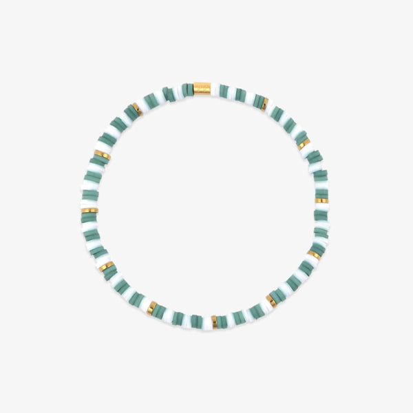 Green & White Stretch Bracelet