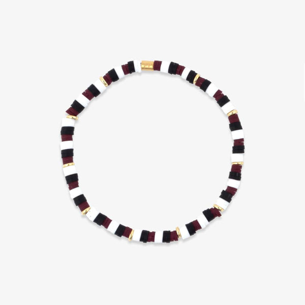 Maroon, Black & White Stretch Bracelet