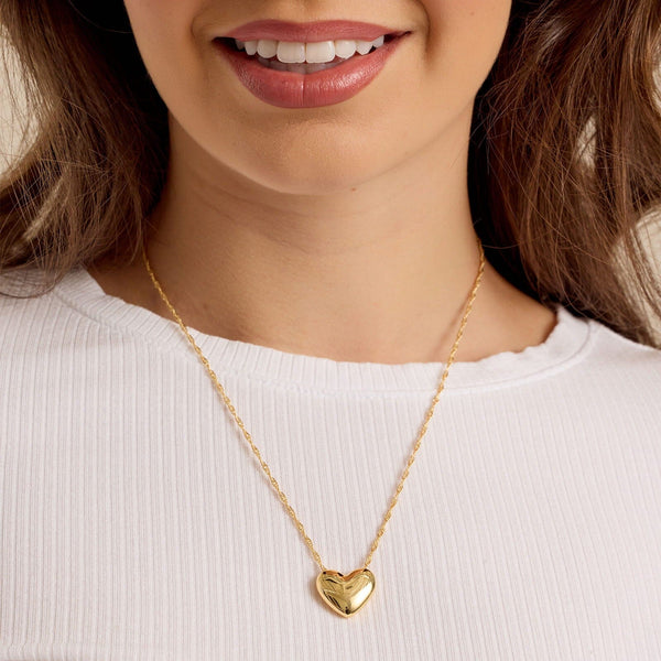 Puffy Heart Bead Pendant Necklace