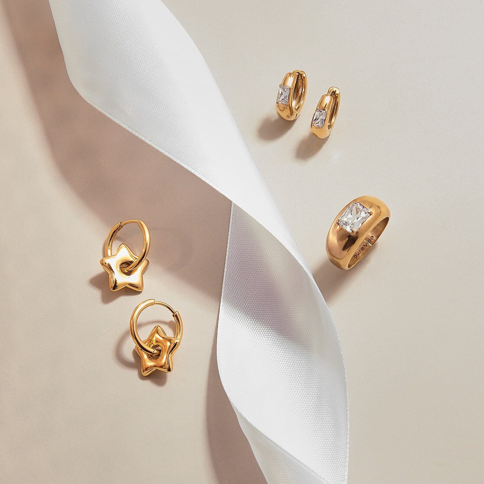 Puffy Star Hoop Earrings