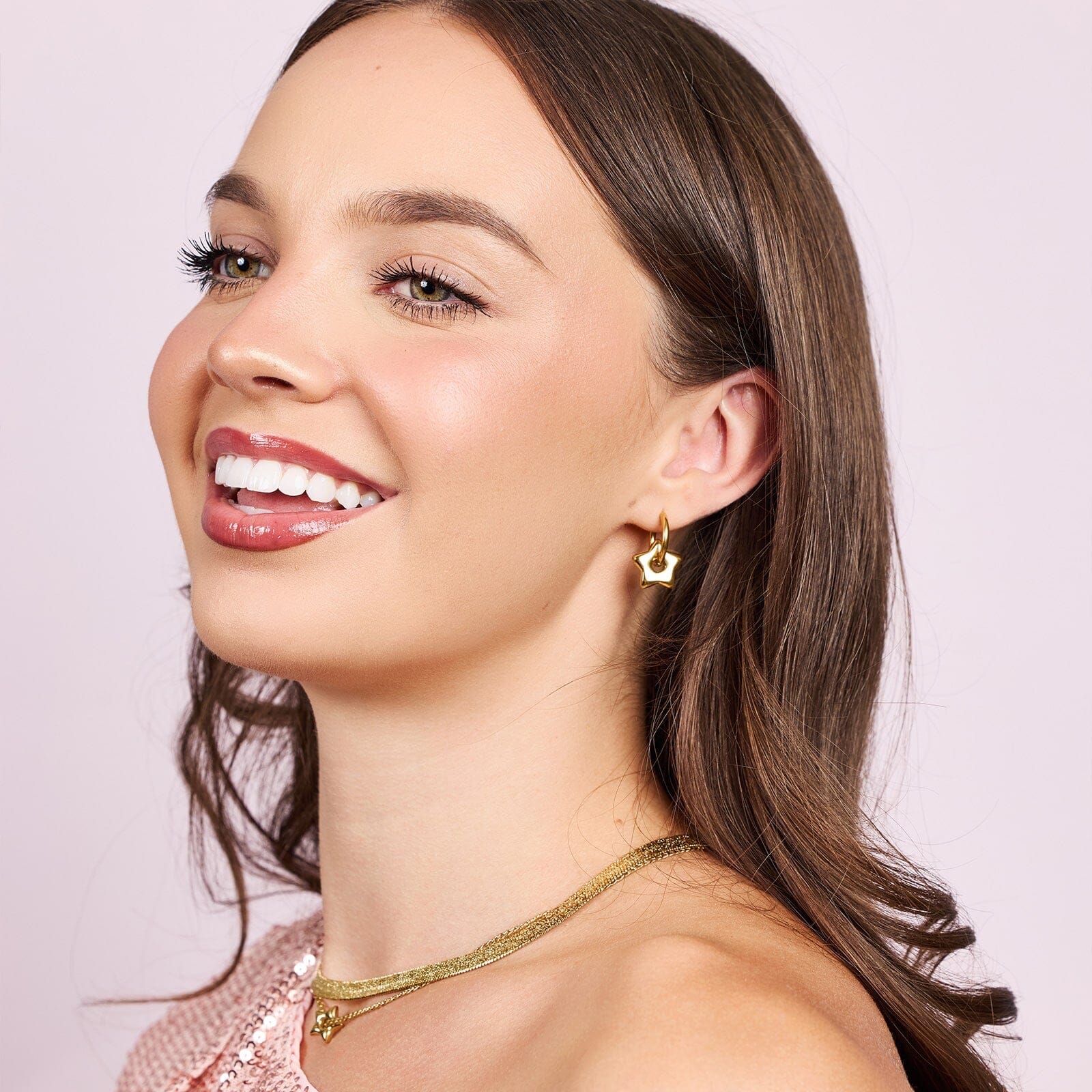 Puffy Star Hoop Earrings