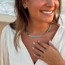 Dome With Stone Hoop Earrings