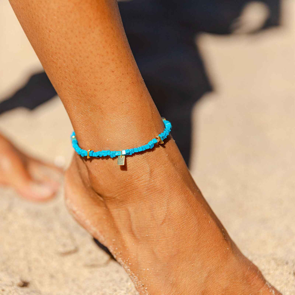 Turquoise Chip Stretch Anklet 2