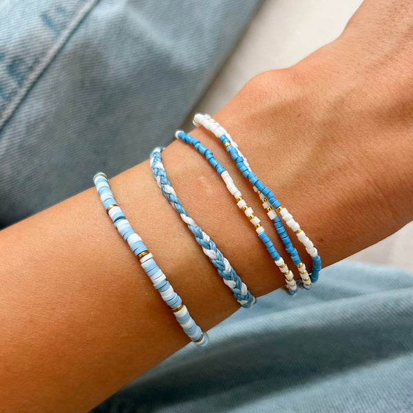 Light Blue & White Stretch Bracelet