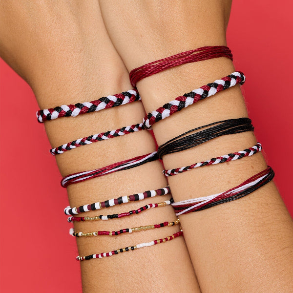 Maroon, Black & White Stretch Bracelet