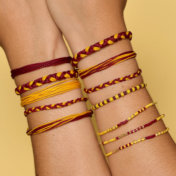 Maroon & Yellow Stretch Bracelet