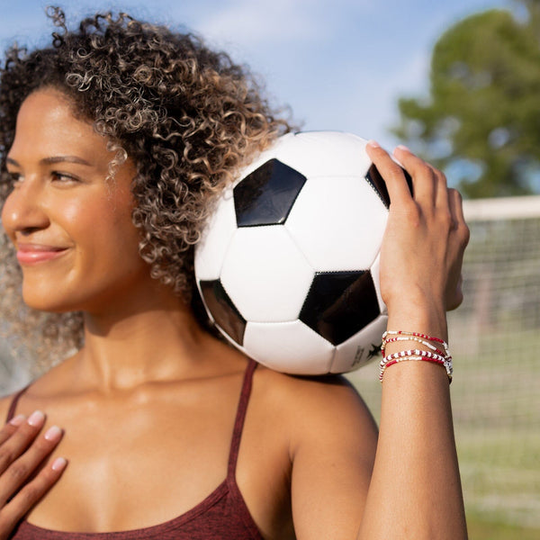 Maroon & White Stretch Bracelet
