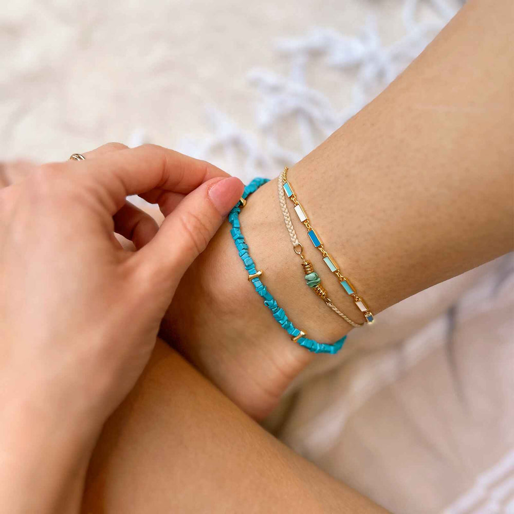 Turquoise Chip Stretch Anklet 6