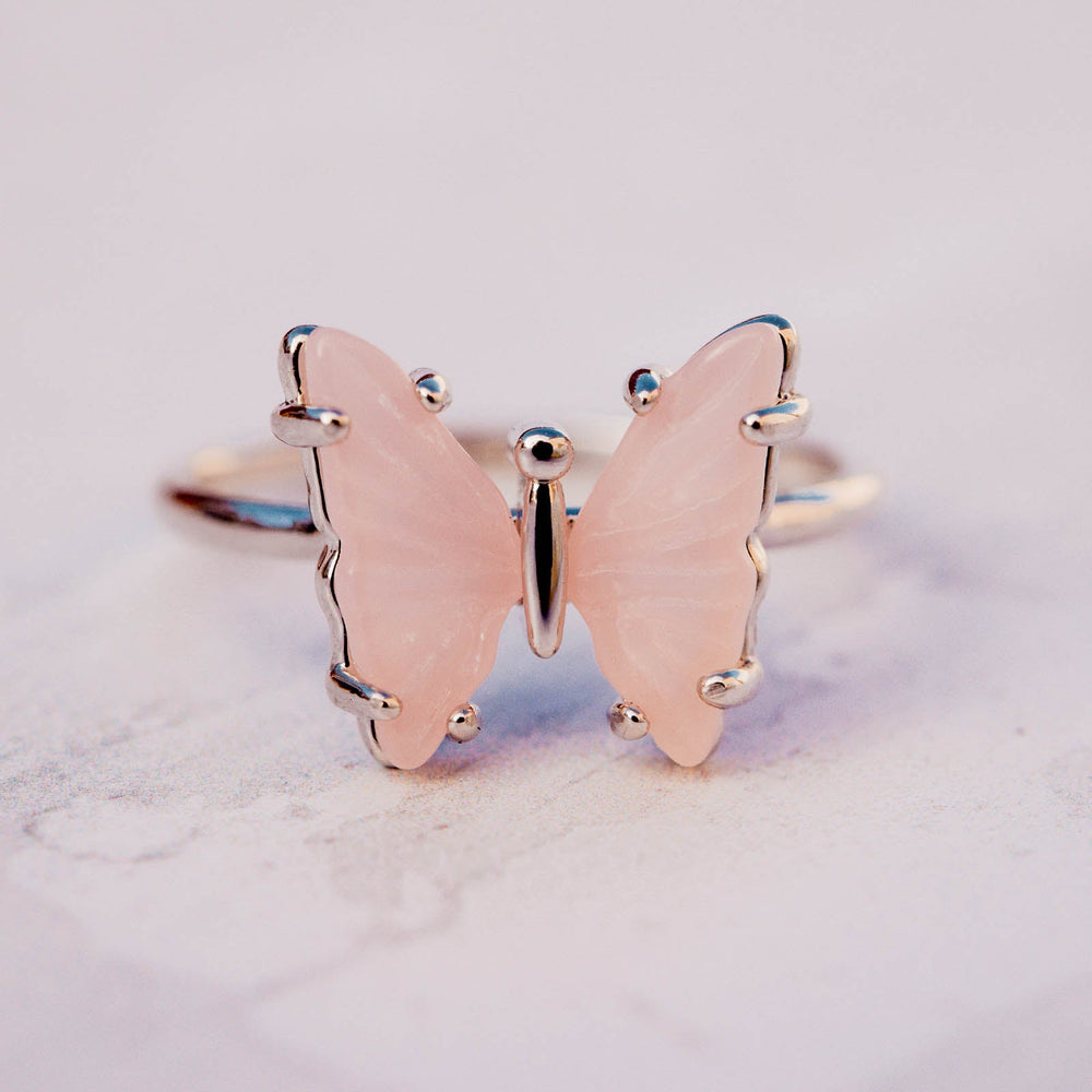 Engraved Stone Butterfly Ring 3