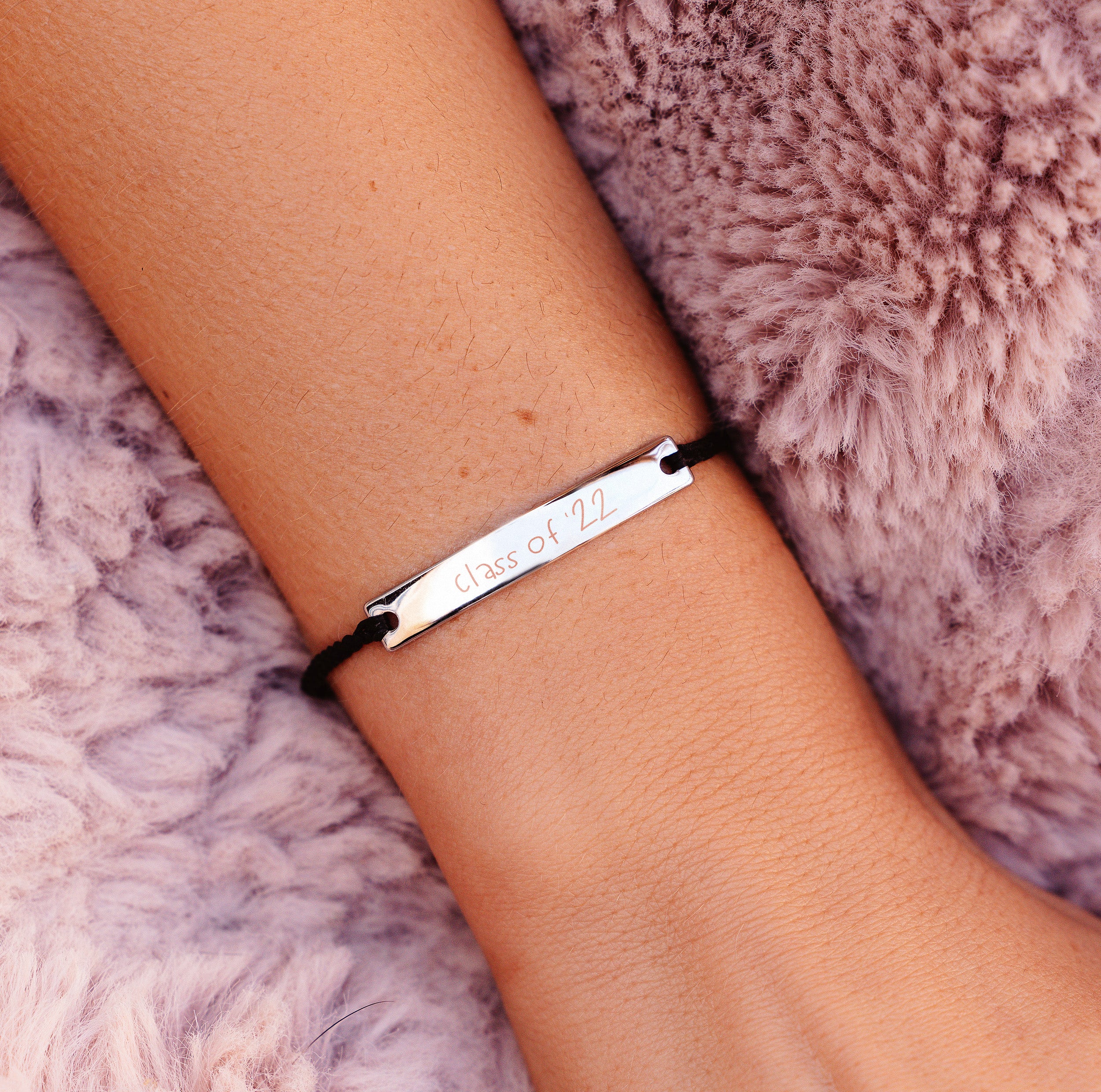 Personalized silver sales bar bracelet