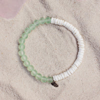 Puka Shell & Frosted Bead Stretch Bracelet Gallery Thumbnail