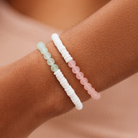 Puka Shell & Frosted Bead Stretch Bracelet Gallery Thumbnail