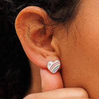Pastel Vintage Heart Stud Earrings Gallery Thumbnail