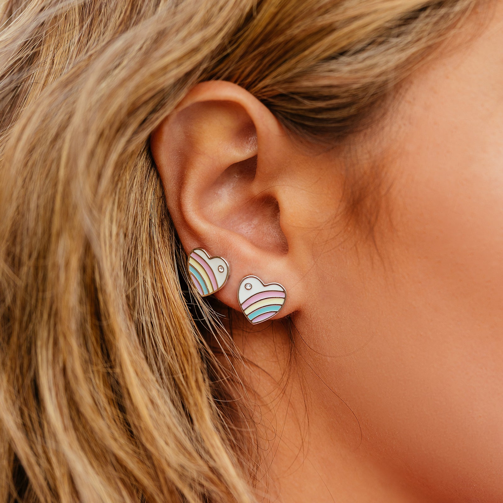 Pastel Vintage Heart Stud Earrings