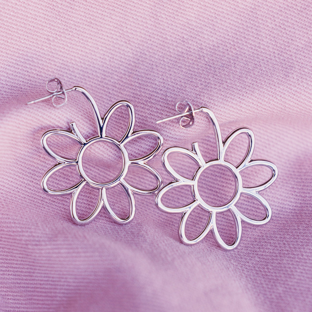 Oversized Daisy Hoop Earrings