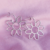 Oversized Daisy Hoop Earrings Gallery Thumbnail