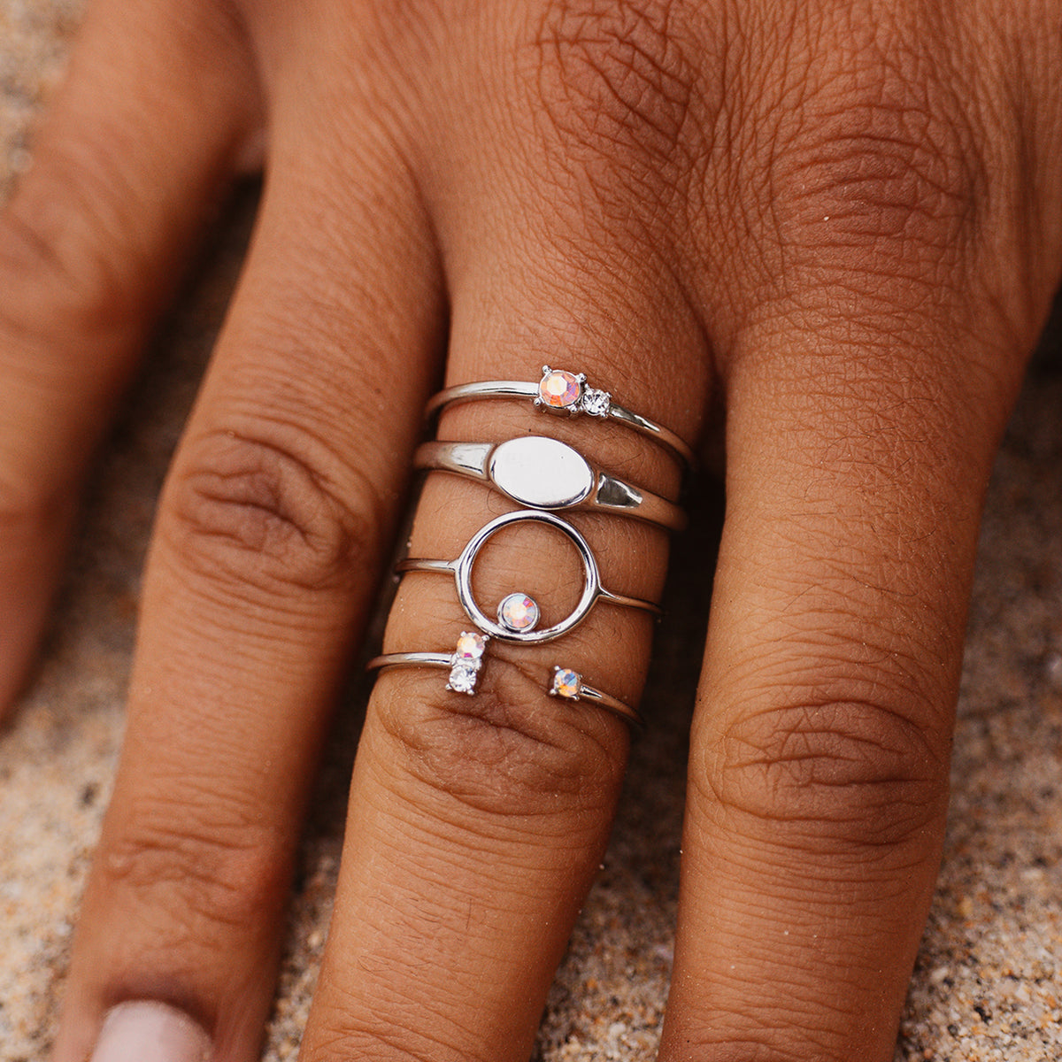 Crystal Sky Ring Stack