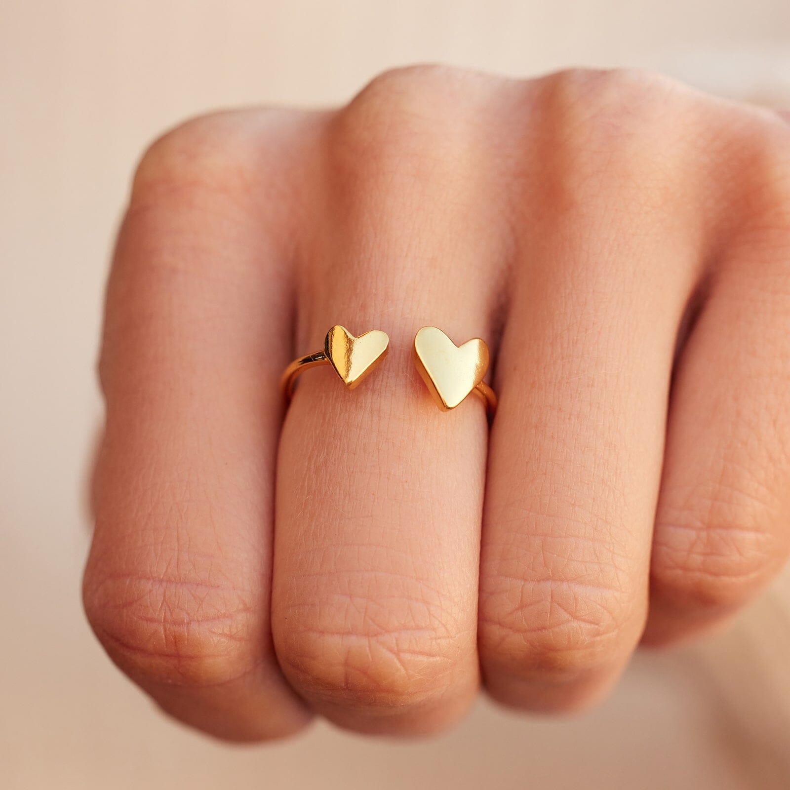 Two Hearts Open Ring