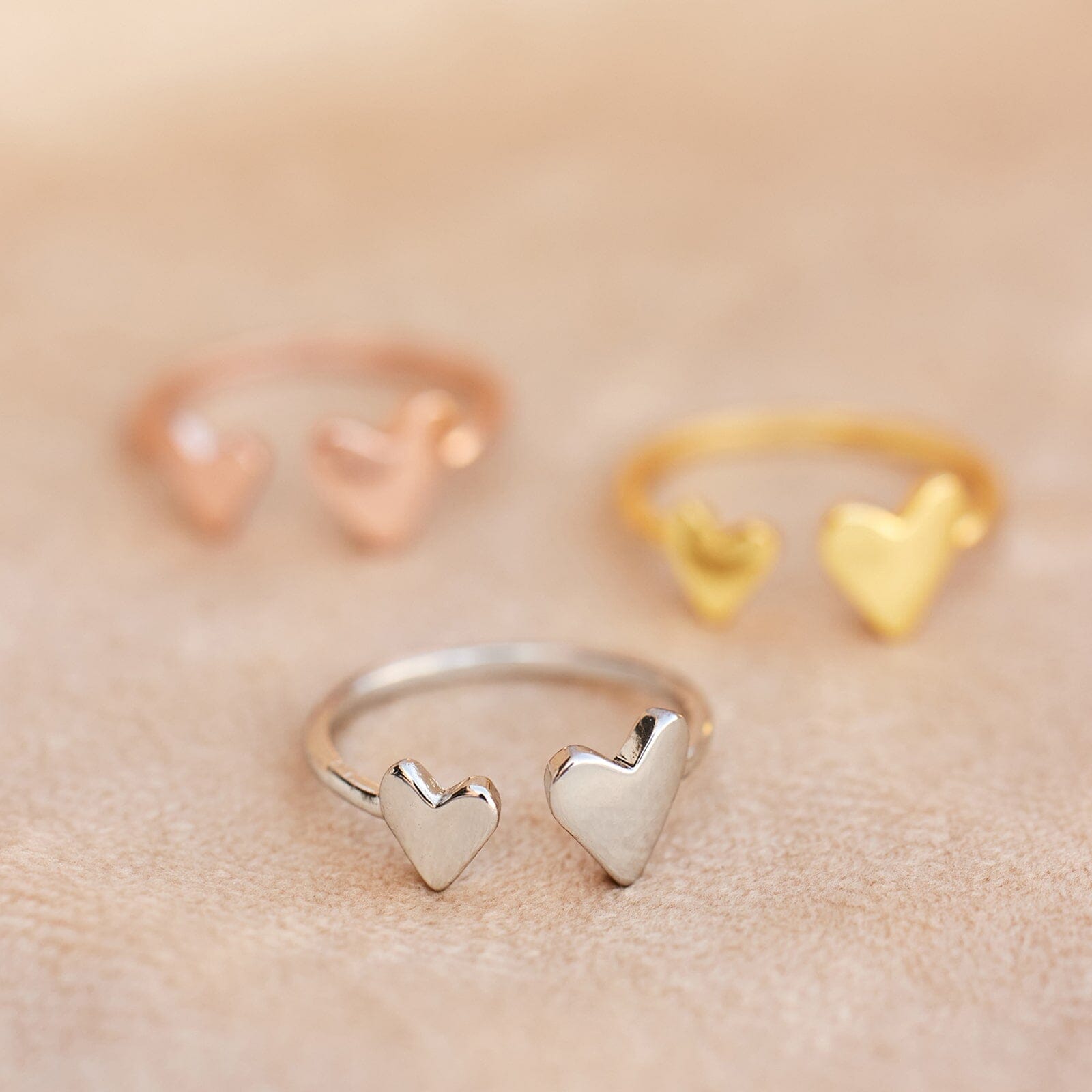 Two Hearts Open Ring