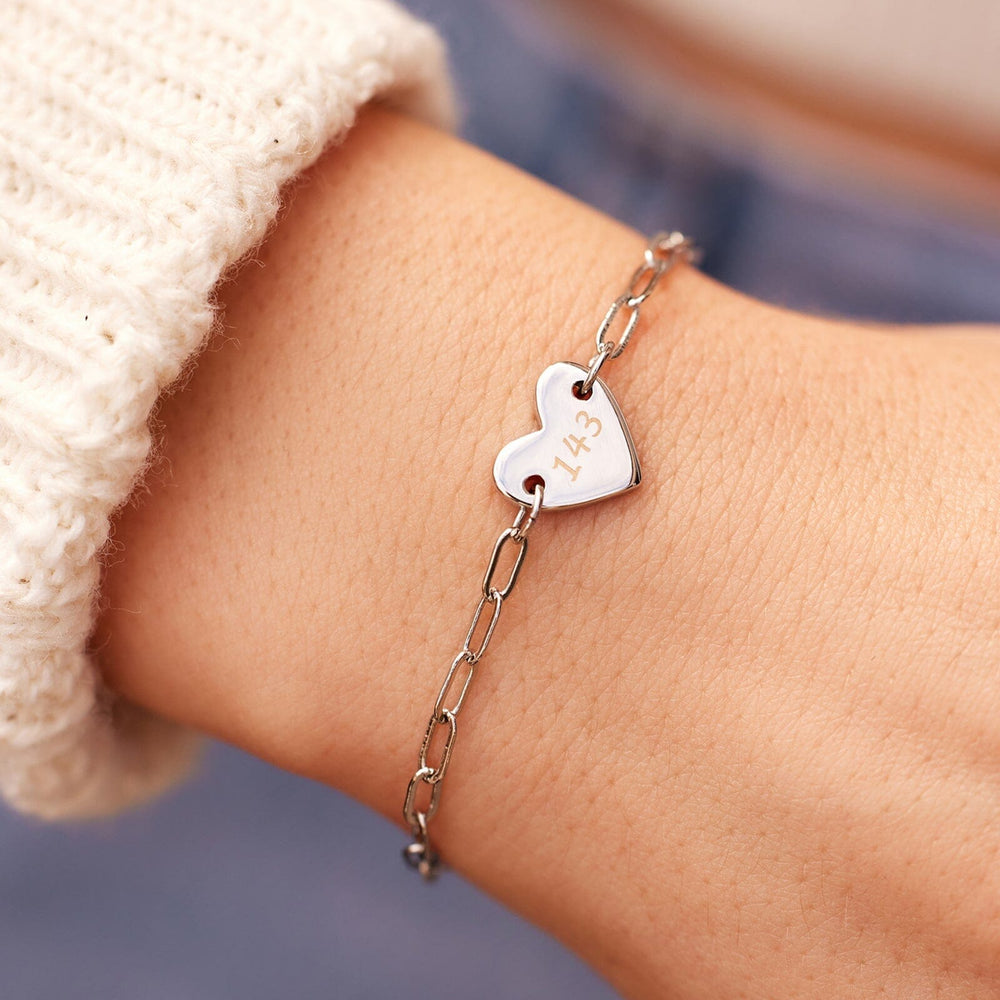 Engravable Heart Paperclip Chain Bracelet 4
