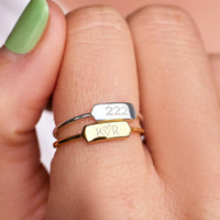Demi-Fine Engravable Bar Ring Gallery Thumbnail