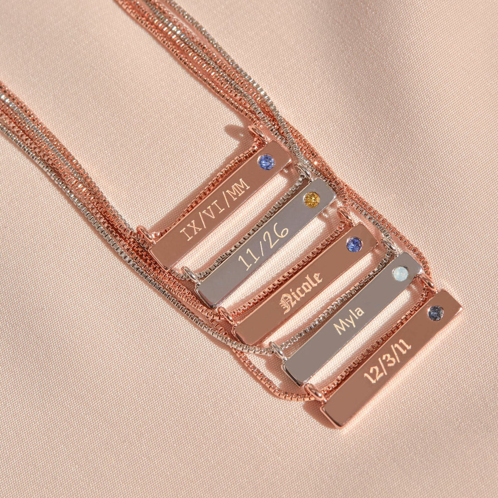 Engravable Bar Birthstone Necklace 3